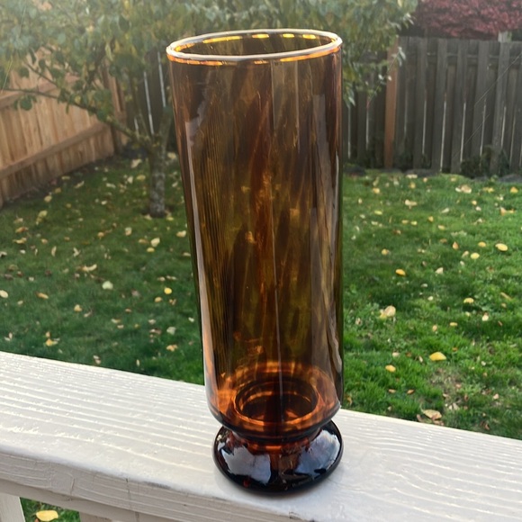 Maestri Vetrai Made in Italy Tortoiseshell Tiger Brown Glass Vase 13x4.25" - Picture 6 of 17